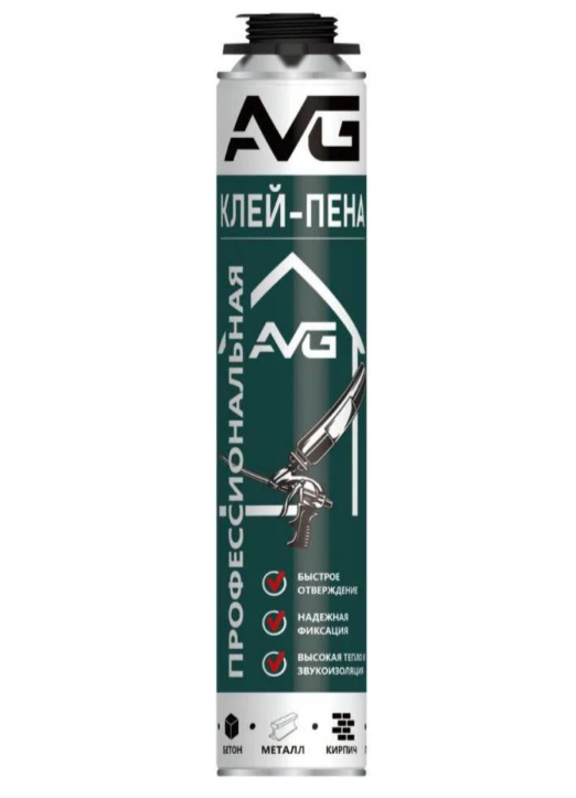 Пена-клей AVG 860мл. Полиуретановая сесезонная проф (12)