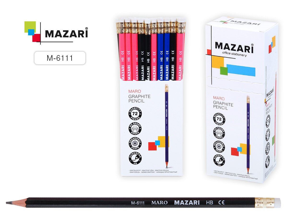 Карандаш прост. Mazari MARO с ласт. (уп.72)