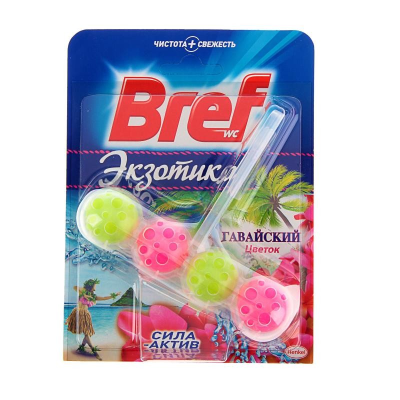 Освежитель для унитаза Bref 2*50г. блок твердый Экзотика гавайские цветы