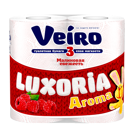 Туалетная бумага Veiro Luxoria  3сл. 4рул. Aroma  Malina (12/48/480)