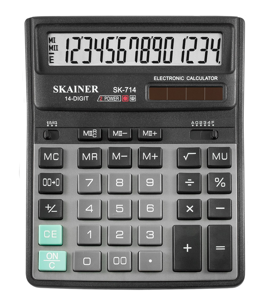 Калькулятор 14разр. Skainer 2 пит. бухгалтерский, метал