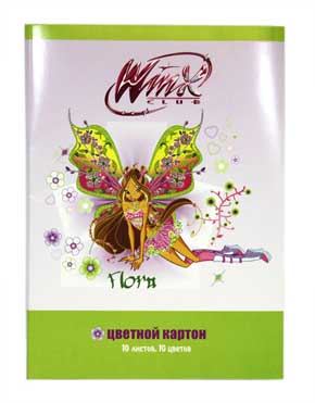 Набор цв. картона А4 10л.10цв. Winx