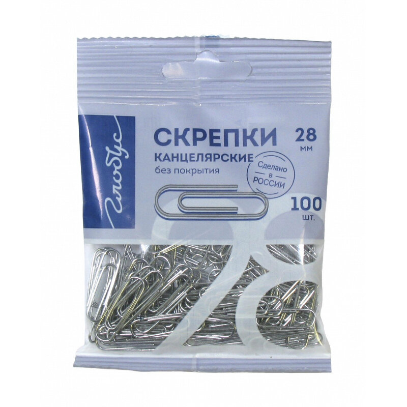 Скрепки 28мм/100шт. Глобус
