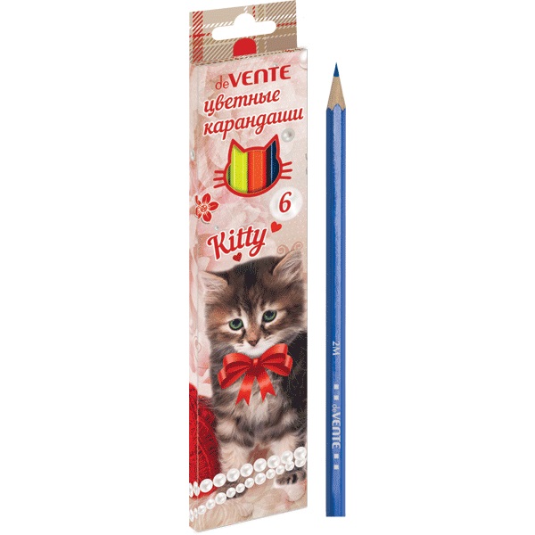 Набор цв. карандашей 6цв. deVente Kitty