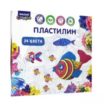 Пластилин 24цв. Mazari 480гр. Классический (10)