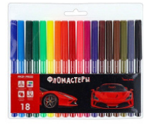 Фломастеры 18цв. ПрофПресс Красное авто вент. колп.