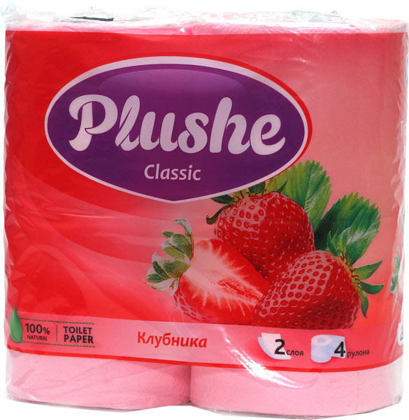 Туалетная бумага Plushe Classic 2сл. 4рул. Клубника