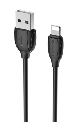 Кабель USB для iPhone Lightning 1м 2.4А черный Borofone BX19.