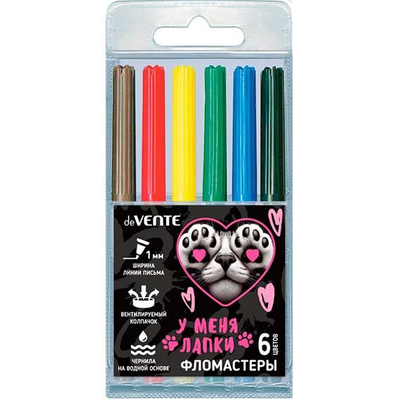 Фломастеры 6цв. deVente У меня лапки вент. ПВХ е/п (24)