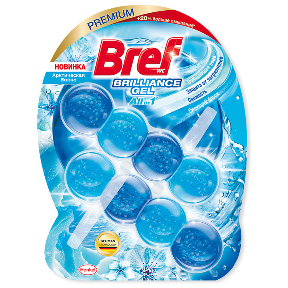 Освежитель для унитаза Bref 2*42г. блок Гель Арктическая волна
