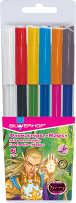 Фломастеры 6цв. Silwerhof ЭДЕЛЬНОР-СТРАНА ЭЛЬФОВ вентилир.колпачок Magic, полипропил.корпус,