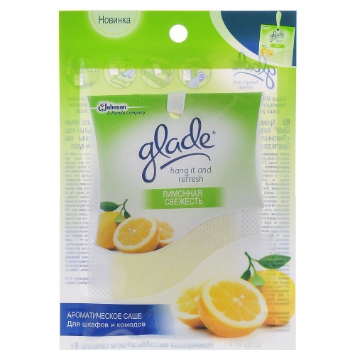 Освежитель воздуха Glade 8г. Саше Hang it and Refresh Лимонная свежесть