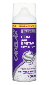 Пена д/бритья Carelax 400мл. д/чувств. кожи (24)