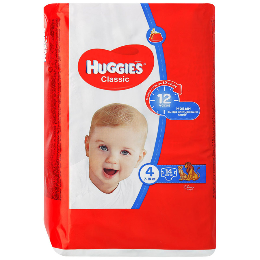 Подгузн.Huggies CLASSIC --4-- 14шт. 7-18кг.