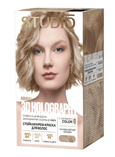 Краска д/волос Studio 3D Color`IQ 9.0 Очень светлый блондин (6)