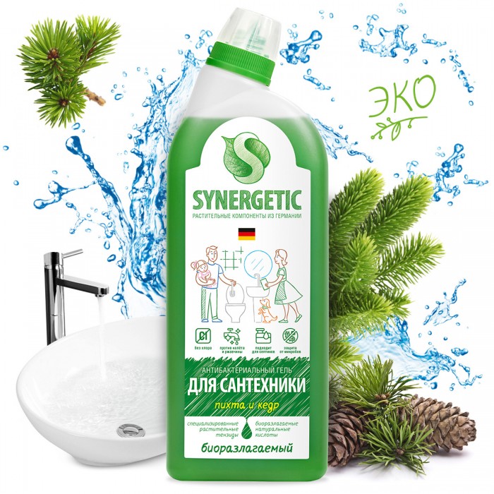 Ср-во Synergetic 700мл. Для мытья сантехники Хвойный лес
