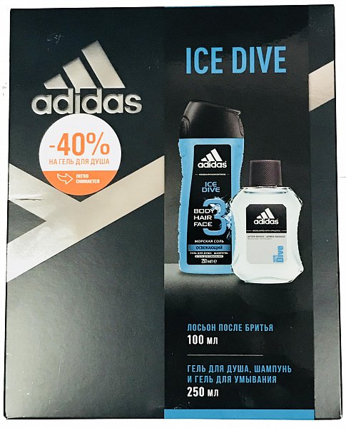 ПН/МУЖ. Adidas Ice Dive (Гель д/душа250мл.+Лосьон после бритья 100мл.)