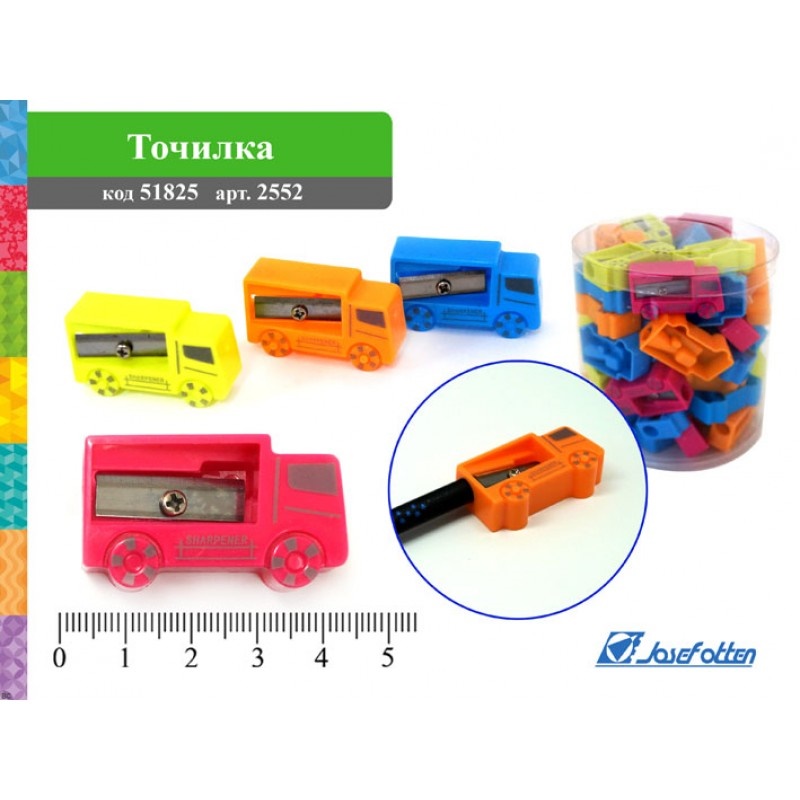 Точилка 1отв. JO Грузовик 2552 цв.асс  (уп.48)