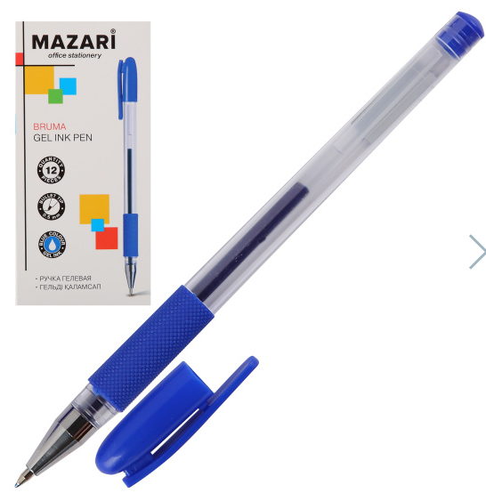 Ручка гел. синяя Mazari BRUMA 0.5мм корпус с рез.грипом (уп.12)