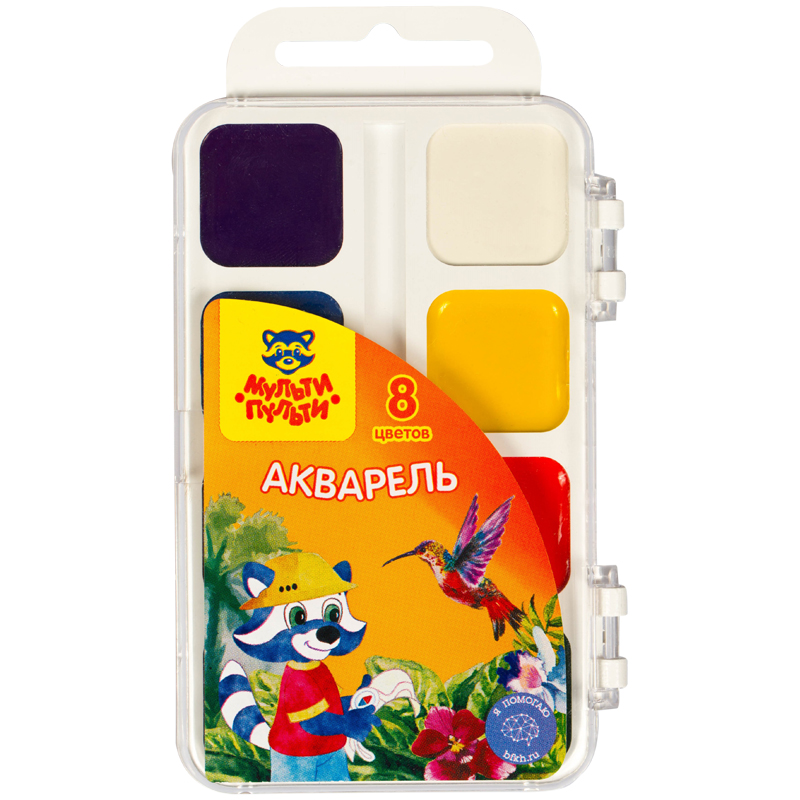 Краски акварель 8цв. Мульти-пульти Енот в Южной Америке