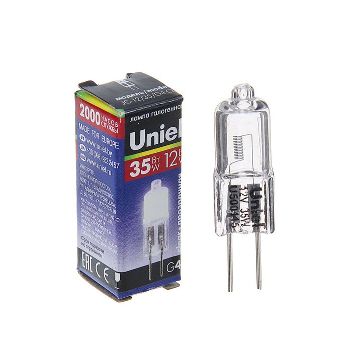 Лампа накалив. Uniel JC G4 12V 35W прозр. JC-12/35/G4 CL