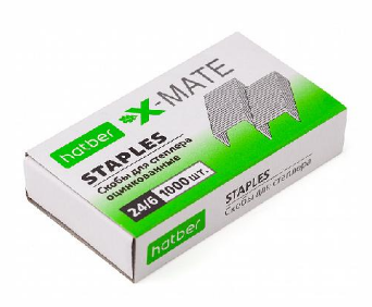 Скобы д/степлера 6мм №24/6 Hatber X-Mate (10)