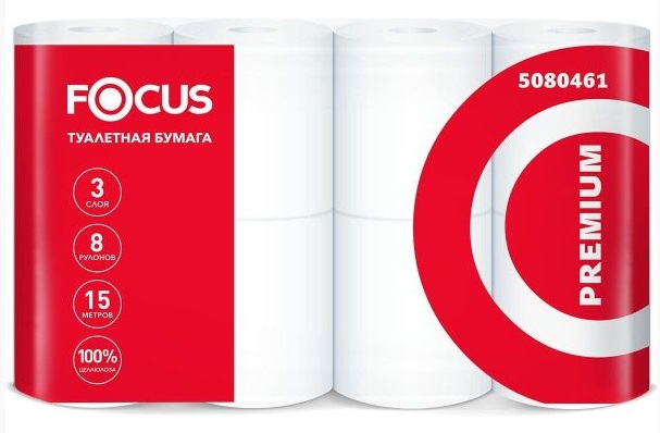 Туалетная бумага Фокус Premium 3сл. 8рул. 15м.