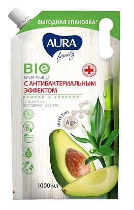 Мыло жидк. AURA 1л.антибак. Бамбук и авокадо