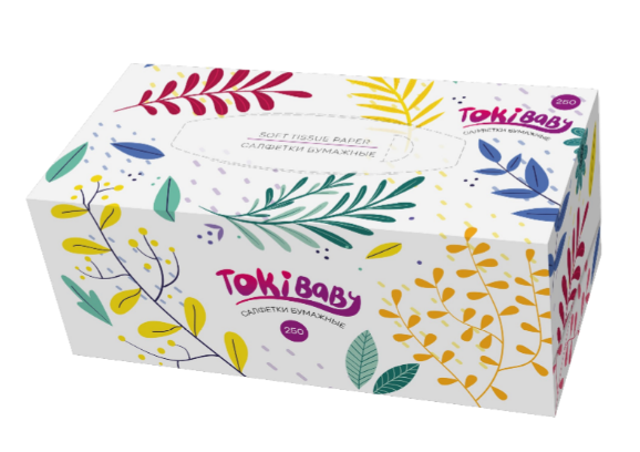 Салфетки бумажные 250л. TokiBaby Листопад КОРОБКА (36)