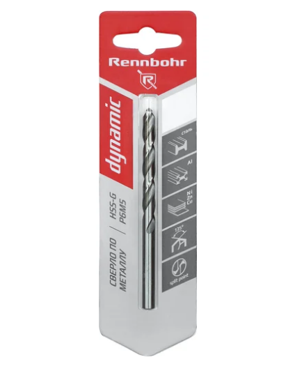 Сверло по металлу 8,0*75/117мм Rennbohr Dynamic HSS-G (уп.10)