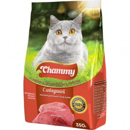 Корм д/кошек CHAMMY сухой 350г с говядиной