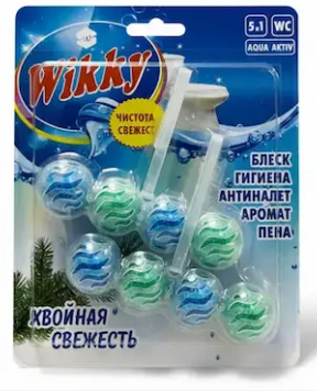 Освежитель для унитаза Wikky 2*4шт. шарики Хвойная свежесть (72)