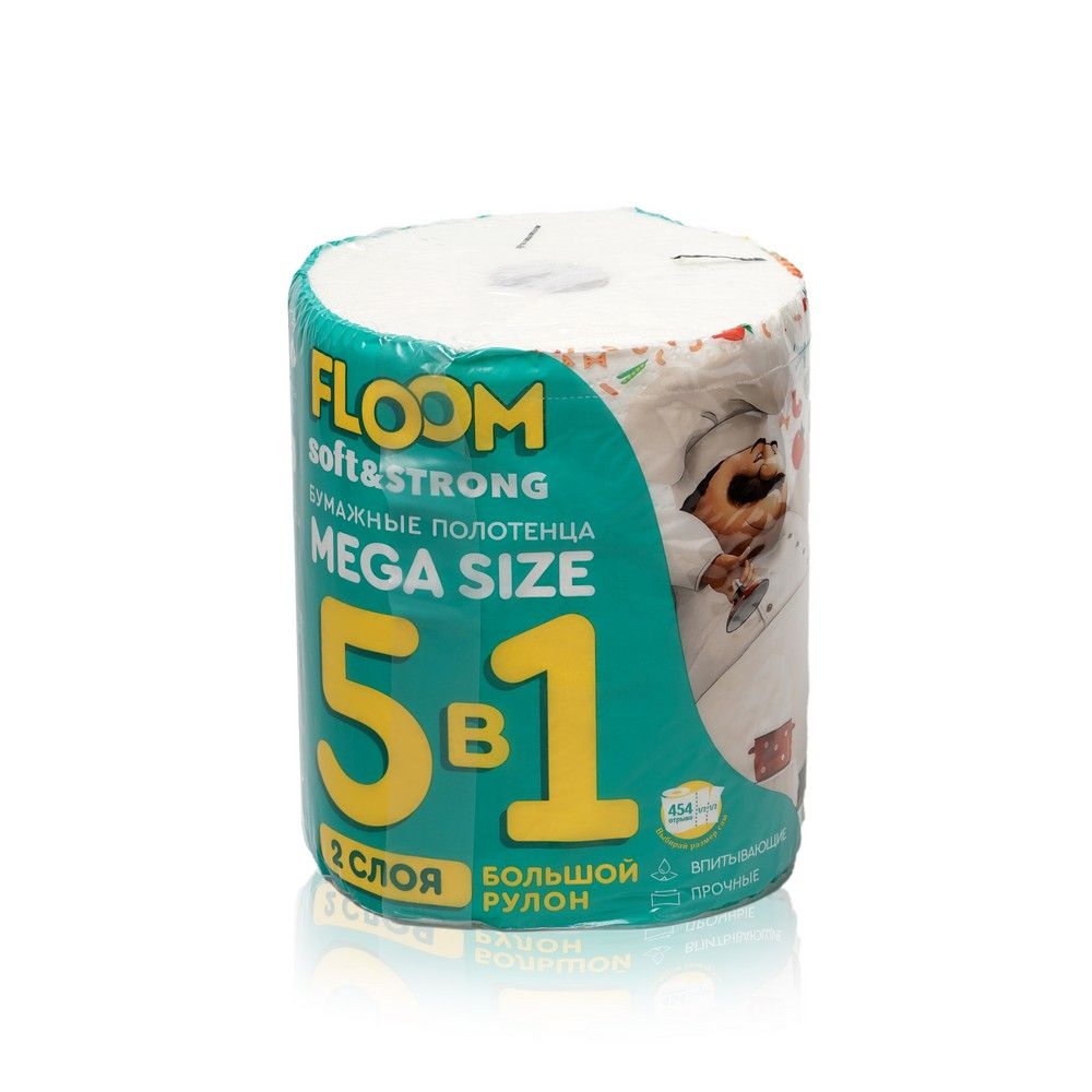 Полотенце бумажное Floom 2сл. 1шт.=5рул. (12)