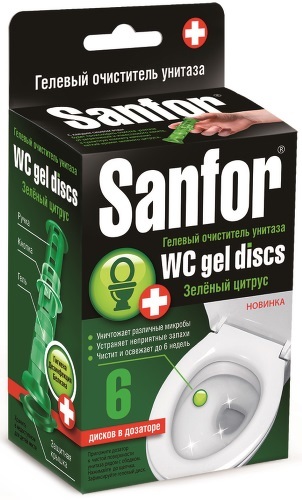 Ср-во Санфор Discs WC гелевый очиститель Зеленый цитрус