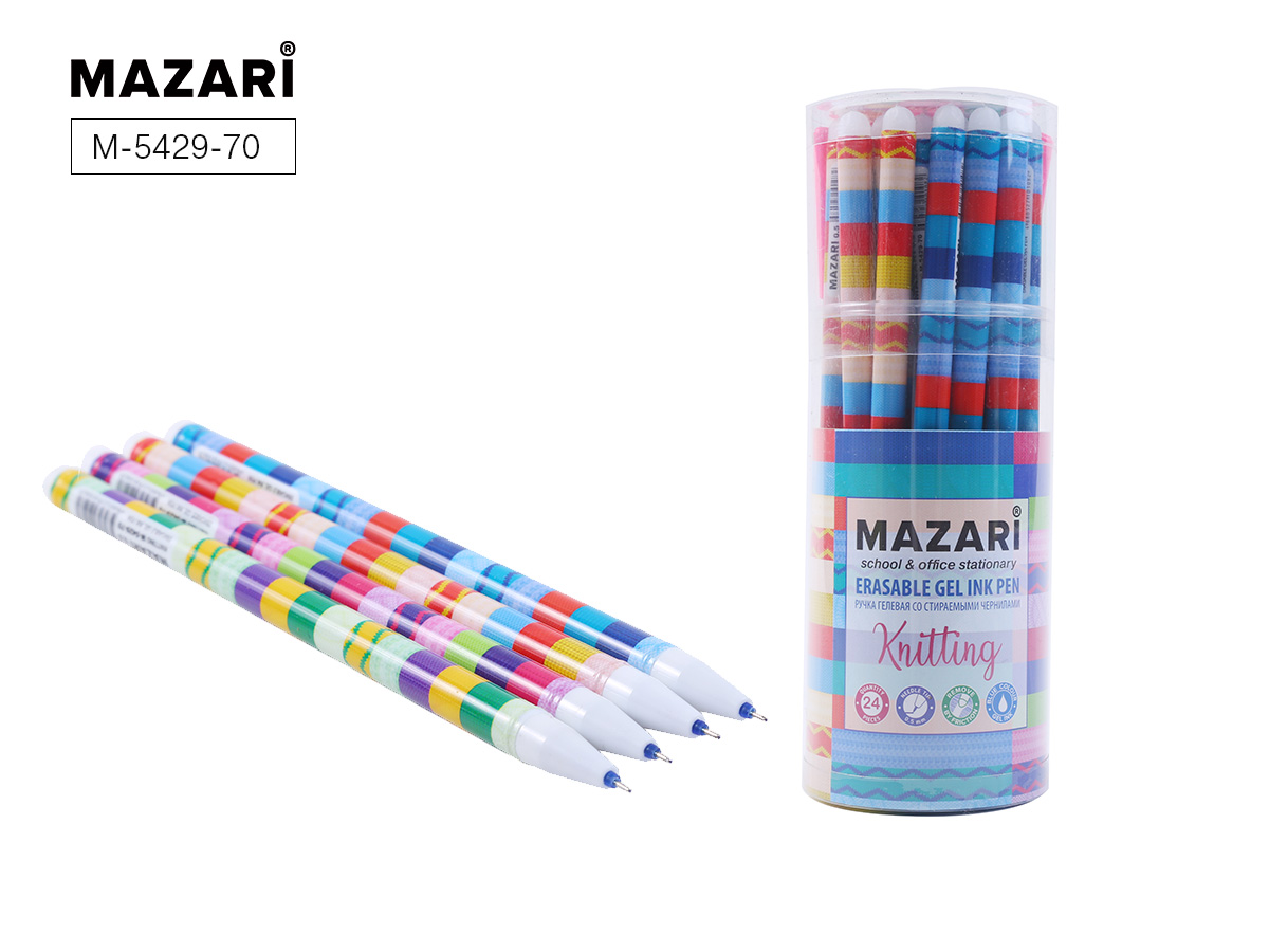 Ручка пишет/стирает СИНЯЯ Mazari 0.5mm KNITTING (уп.24)
