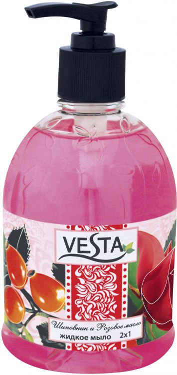 Мыло жидк. Vesta 500мл. 2*1 Шиповник и розовое масло