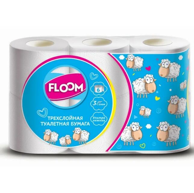 Туалетная бумага Floom premium 3сл. 6рул. (14)