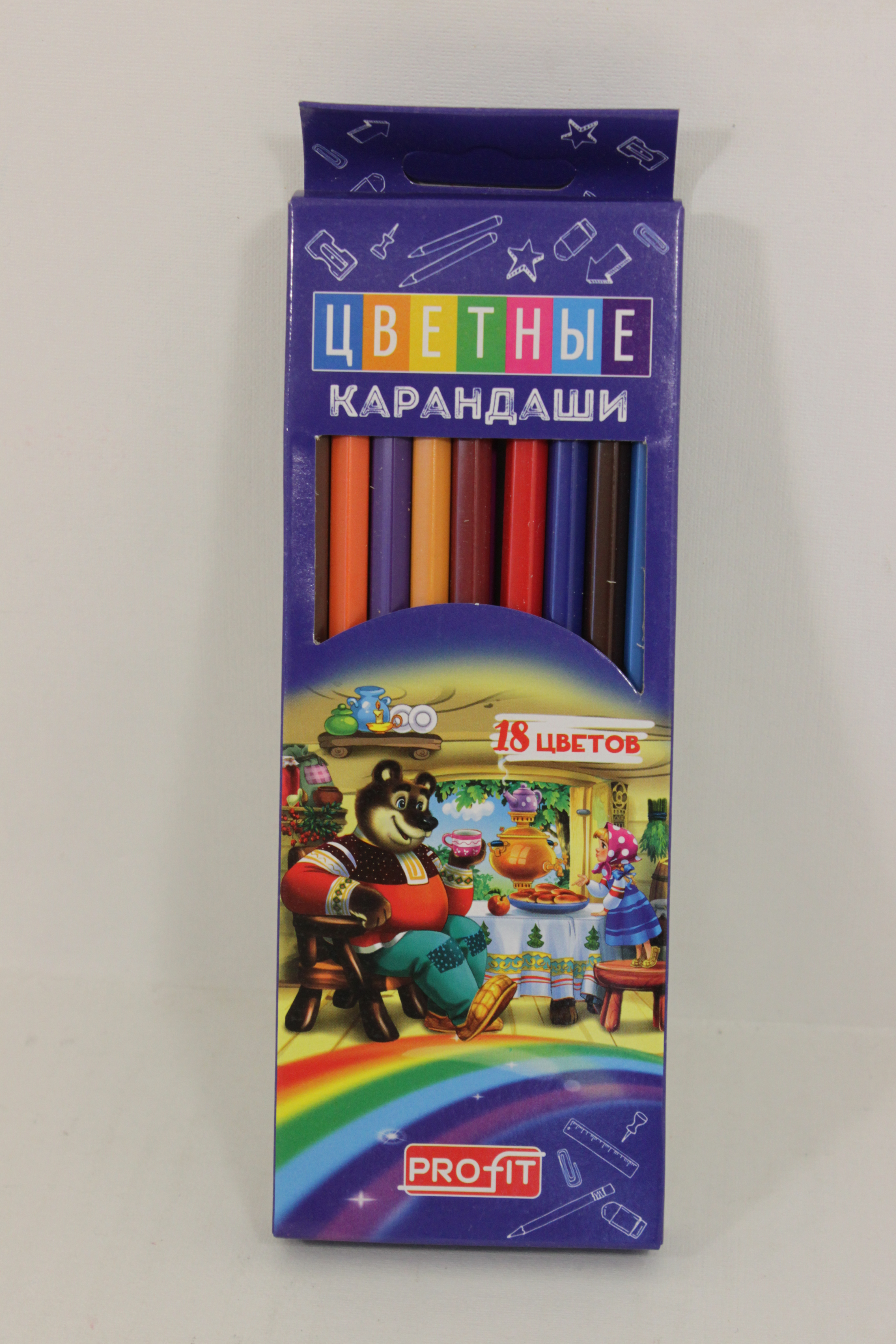 Набор цв. карандашей 18цв. TM "Profit" Веселая компания пластик