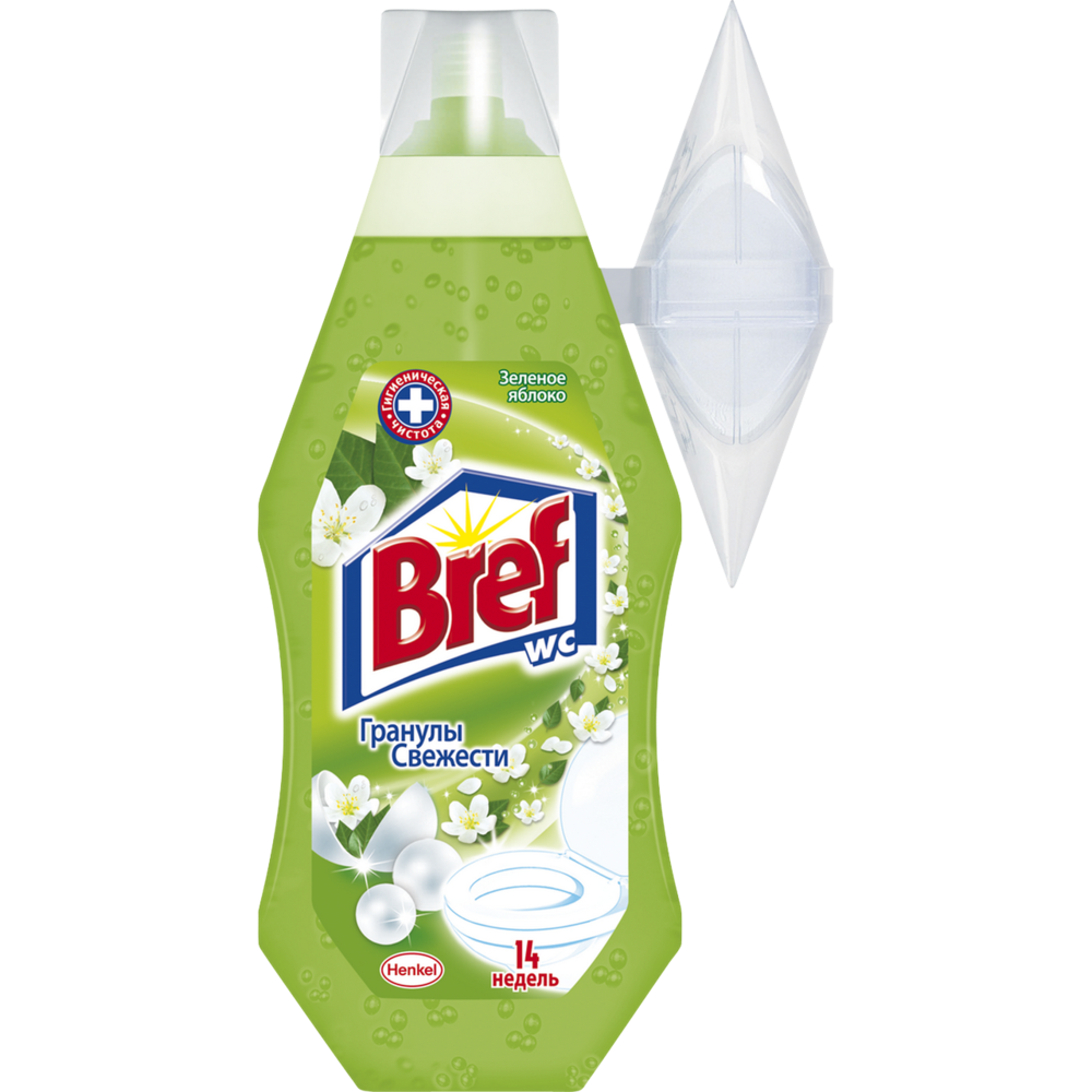Освежитель для унитаза Bref 360мл. Гель-блок подвесной д/унитаза Зеленое яблоко