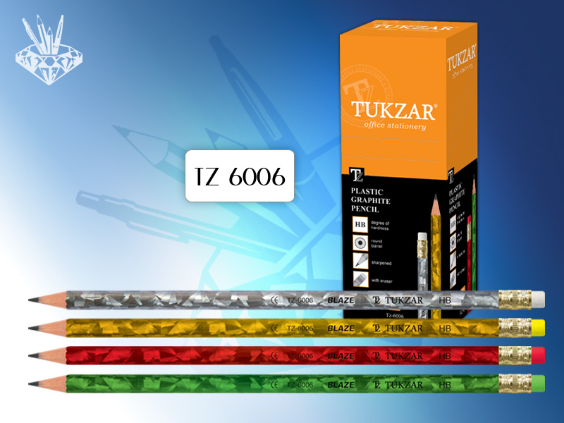Карандаш прост. Tukzar Blaze.HB с ластиком,пласт.корп. (уп.144шт.)