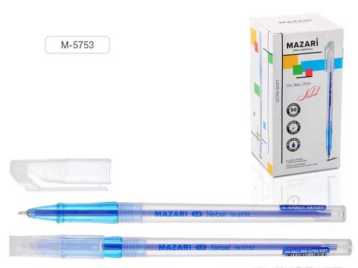Ручка шар. масл. СИНЯЯ Mazari NEBEL Ultra soft 1мм. (уп.50)