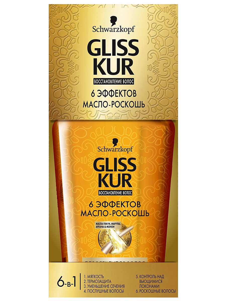 Масло д/волос Gliss Kur 75мл.  6 Эффектов