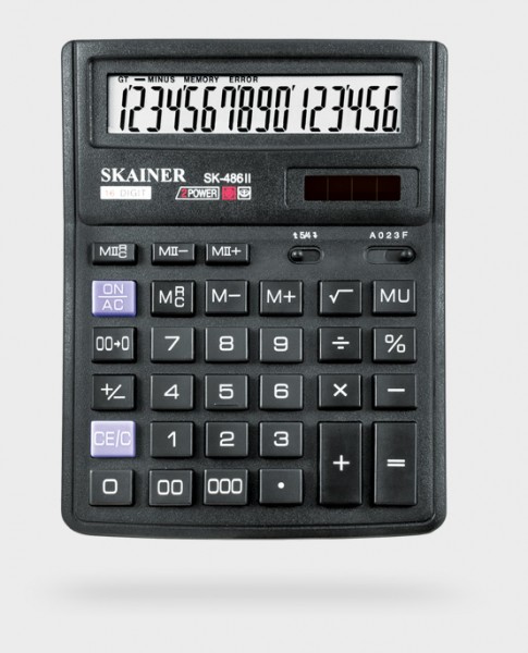 Калькулятор 16разр. Skainer 2 пит. черн