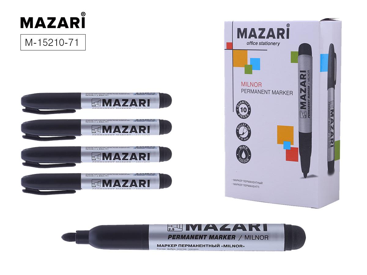 Маркер черный перм. Mazari MILNOR 2,5мм.(уп.10)