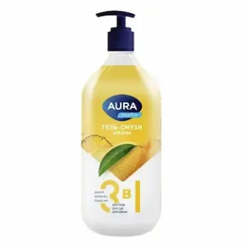 Гель для душа AURA Family 1л. 3в1 Смузи дыня, ананас, персик (6)