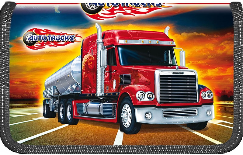 Пенал 1отд. Autotrucks лам. серебр.