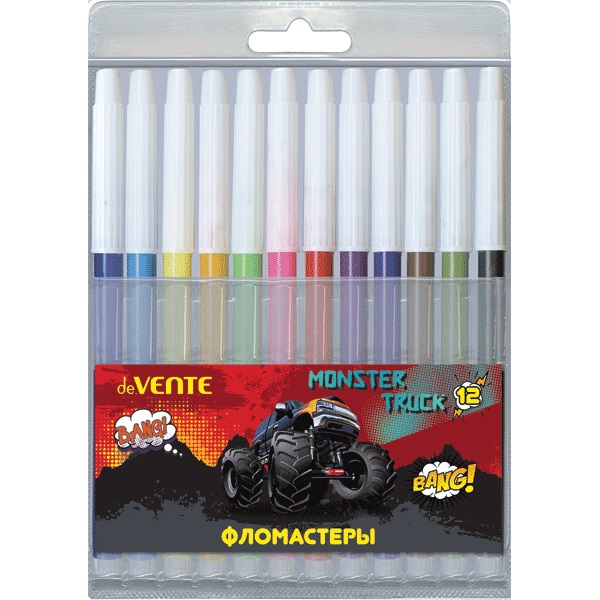 Фломастеры 12цв. DeVente Monster Truck невент. колп. пласт.блистер