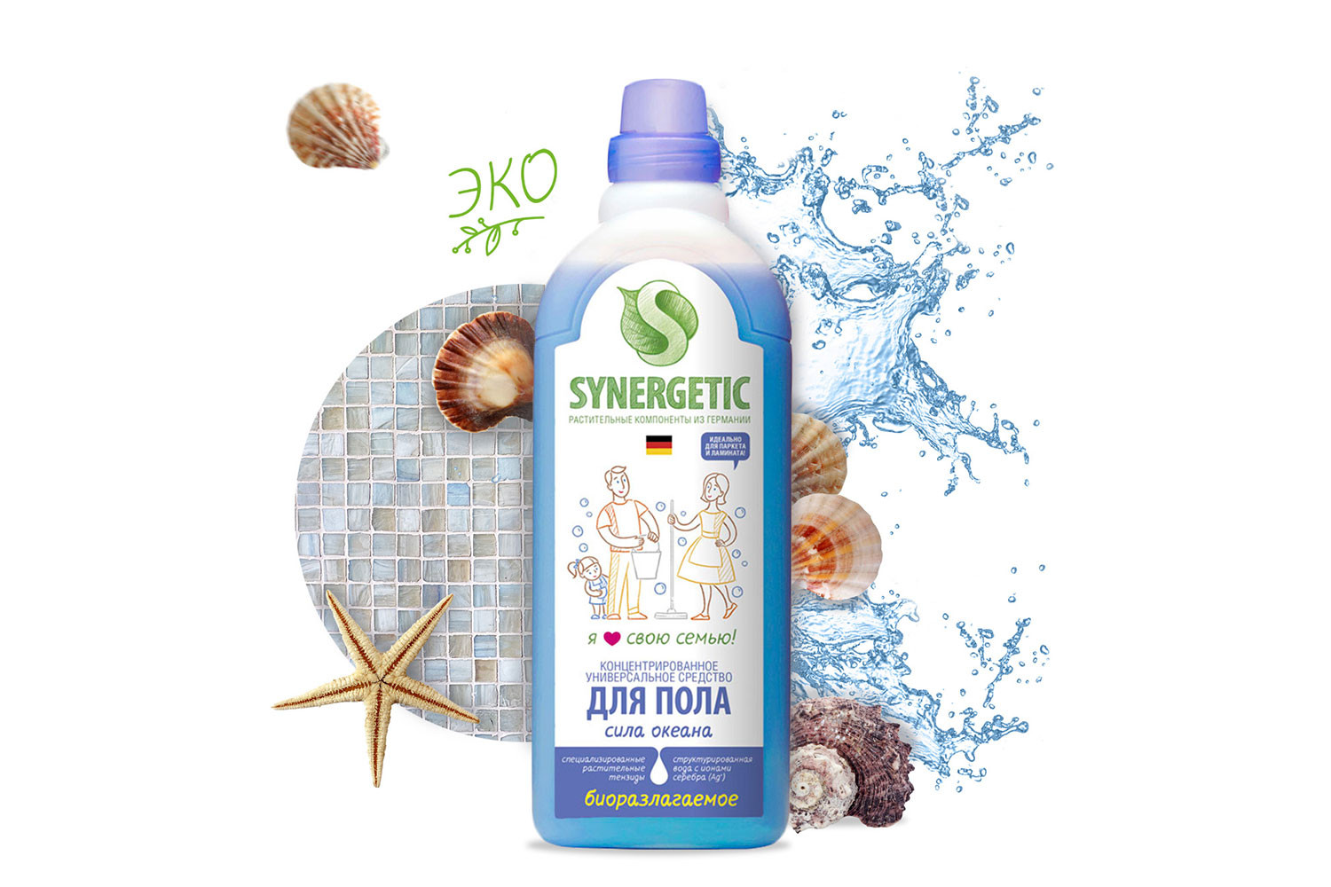 Ср-во Synergetic 750мл. Для пола Сила океана