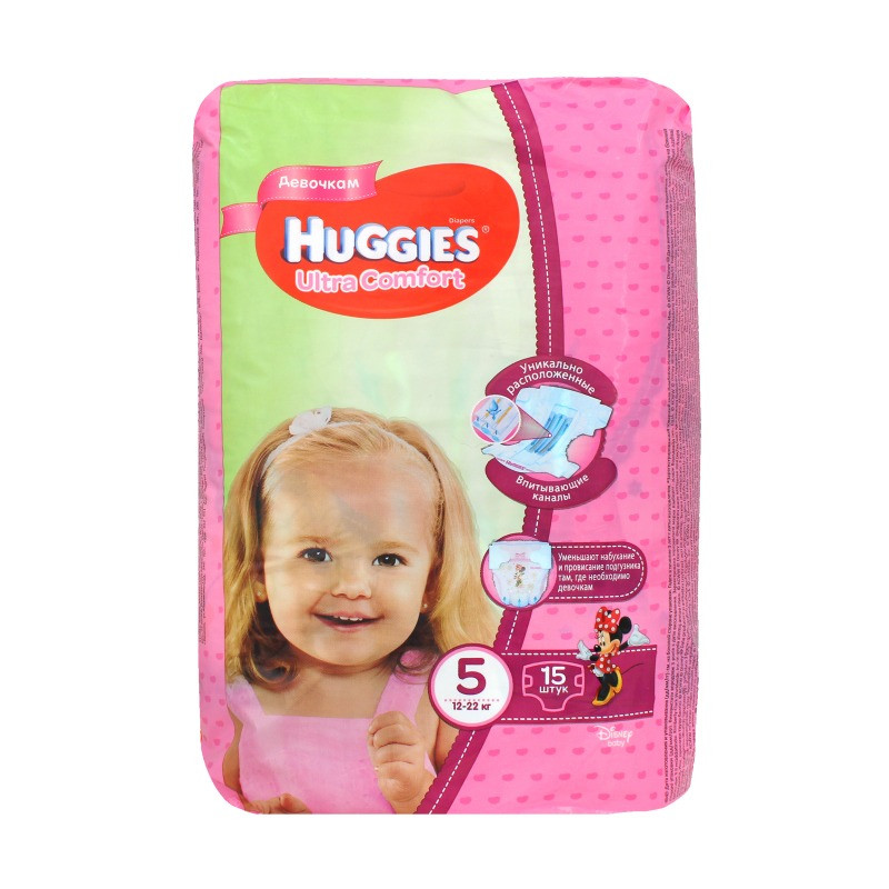 Подгузн.Huggies Ultra Comfort --5-- 22шт. 12-22кг. Для девочек