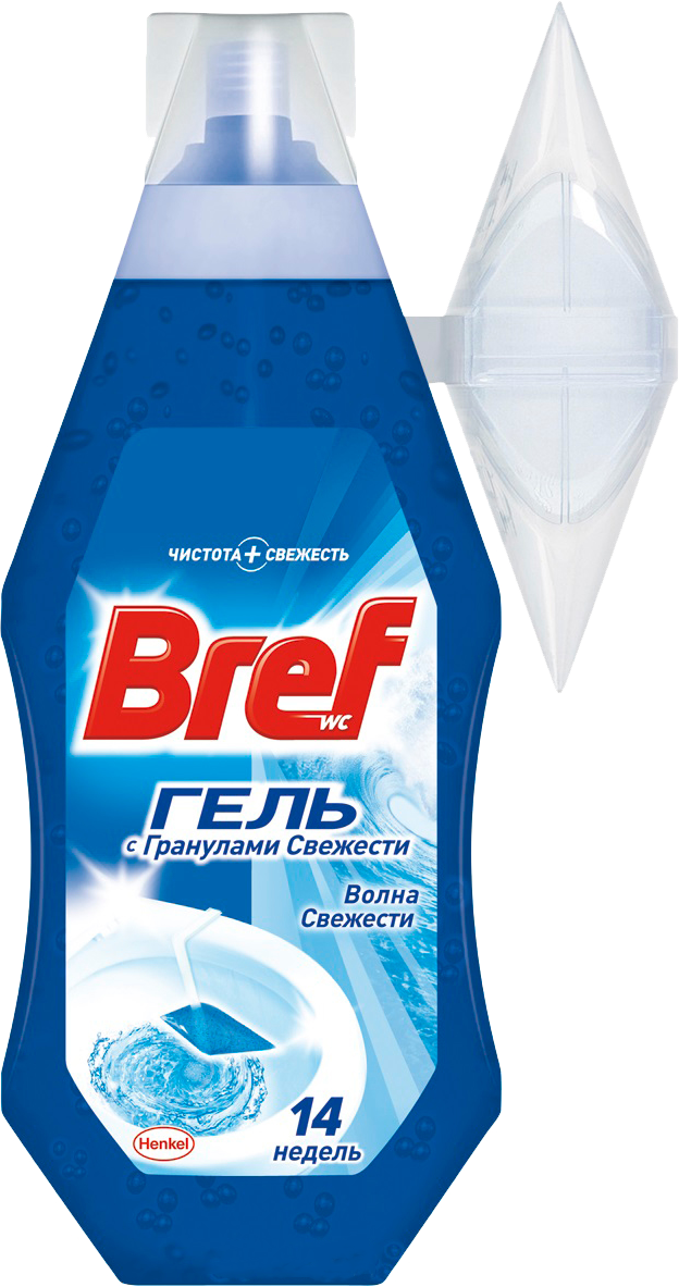 Освежитель для унитаза Bref 360мл. Гель-блок подвесной д/унитаза Волна свежести